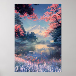 Bos Lake en Snowy Mountain Panorama Poster
