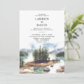 Bos Lake in de bergen Rustieke Natuur Bruiloft Kaart (Staand voorkant)