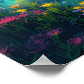 Bos Lake in de deken van kleurrijke lelies Poster (Hoek)