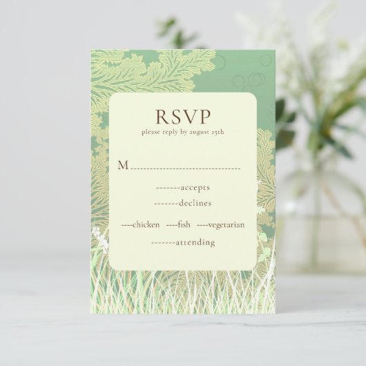 Bos Land Landschap Groen Bruiloft RSVP Kaart (Staand voorkant)