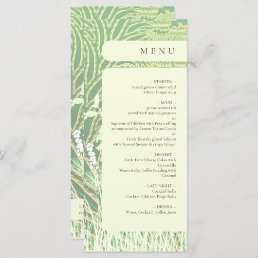 Bos Land Landschap Groene Bruiloft Menu (Voorkant / Achterkant)