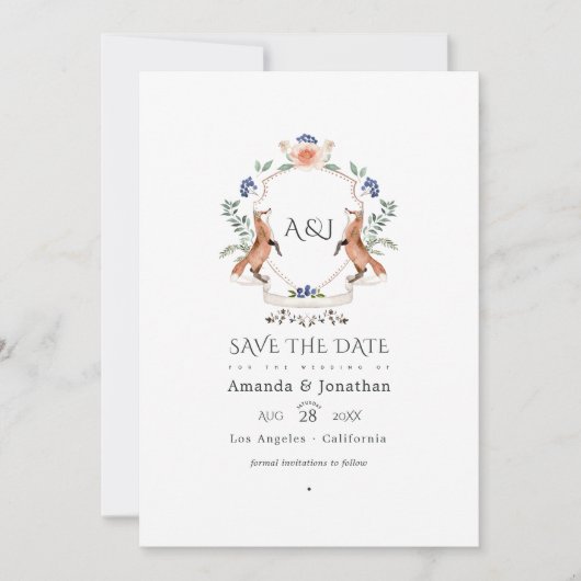 Bos Laureaat Monogram Trouwfoto Save The Date (Voorkant)