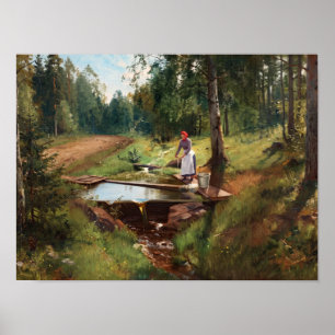 Bos Lentere Boerin Vrouw Schilderij Poster