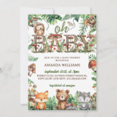 Bos Leuke Dieren Groen Oh Baby shower Kaart (Voorkant)