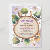 Bos Leuke Dieren Waterverf Baby meisje Douche Kaart (Voorkant)