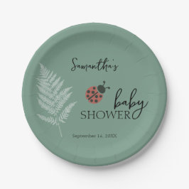 Bos Lieveheersbeestjes Groen Baby shower Papieren Bordje