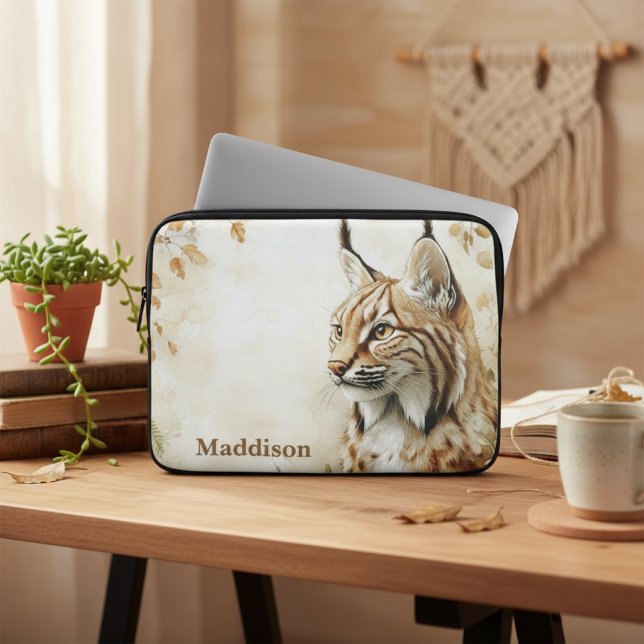 Bos Lynx Wilde Natuur Naam Laptop Sleeve (Creator heeft geüpload)