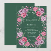 Bos Magenta Ranunculus Eucalyptus Bruiloft Kaart (Voorkant / Achterkant)