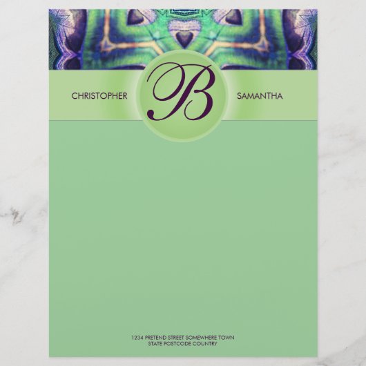 Bos Magie Liefdeszaden Monogram Briefpapier Briefhoofd (Voorkant)