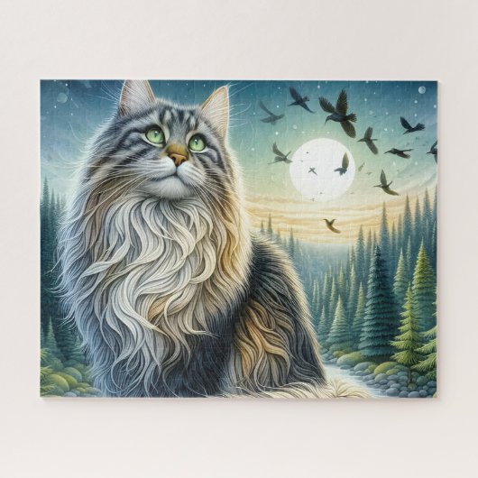Bos Maine Coon Kat Legpuzzel (Horizontaal)