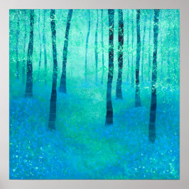 Bos met blauwe klokjes poster
