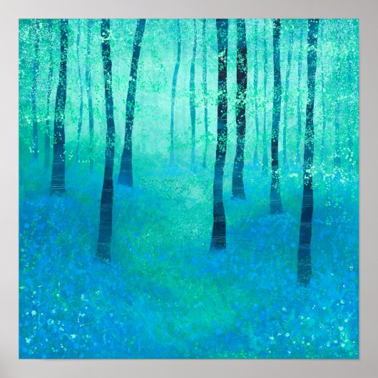 Bos met blauwe klokjes poster (Voorkant)