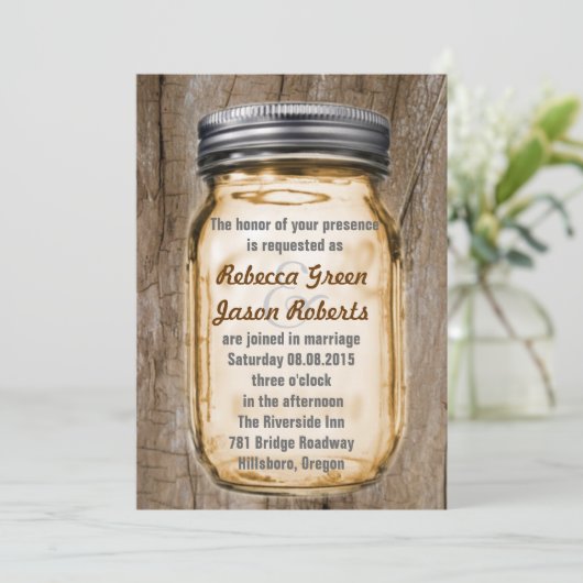 bos met bruin land rustige mason bruiloft kaart (Staand voorkant)