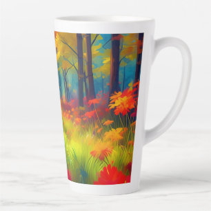 Bos met Kleurrijke Bomen En Bloemen Latte Mok
