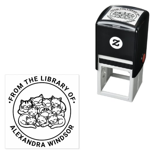 Bos met Mooie Slapende Katten Bibliotheek Boek Naa Zelfinktende Stempel (In situ)
