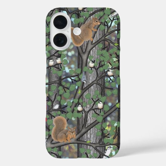Bos met vogels en eekhoorns Case-Mate iPhone case (Achterkant)