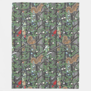 Bos met vogels en eekhoorns fleece deken