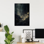 Bos met vuurvliegjes en vlinders print (Thuiskantoor)