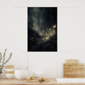 Bos met vuurvliegjes en vlinders print (Keuken)