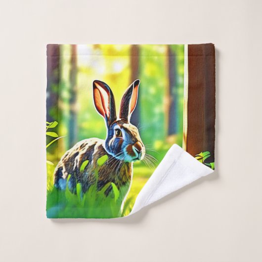bos met wilde haas bad handdoek (Wasdoekje)