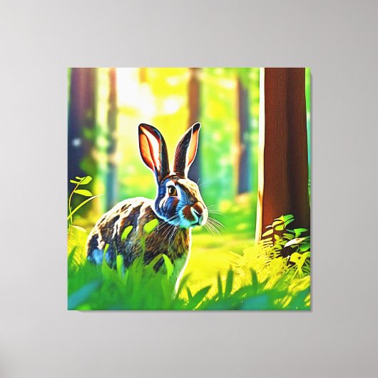 bos met wilde haas canvas afdruk (Voorkant)