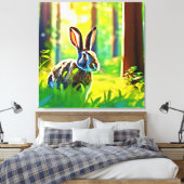 bos met wilde haas canvas afdruk (Insitu (Slaapkamer))