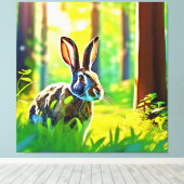 bos met wilde haas canvas afdruk (Insitu (Houten vloer))