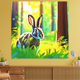 bos met wilde haas canvas afdruk