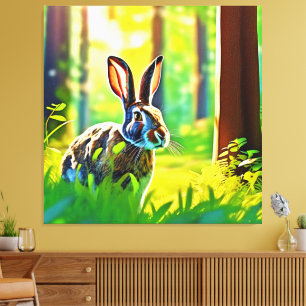 bos met wilde haas canvas afdruk