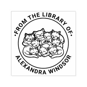 Bos met zachte slapende katten Bibliotheek Boek Na Zelfinktende Stempel
