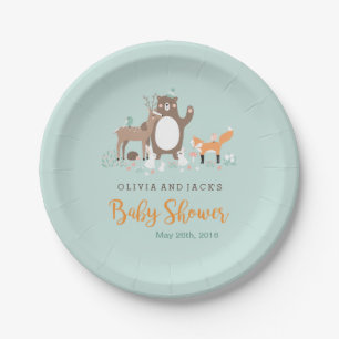 Bos Mint en Sinaasappel Baby Shower Papieren Bord