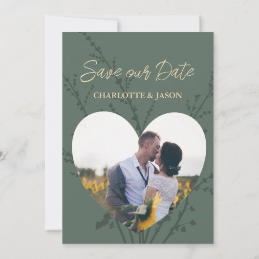 Bos Moderne Foto Hart Frame Save The Date      Kaart (Voorkant)