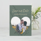 Bos Moderne Foto Hart Frame Save The Date Kaart (Staand voorkant)