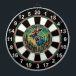 Bos Moose in Kruishaar Kunst Dartbord<br><div class="desc">Kleurrijk cirkelvormig ontwerp van een eland in een bos,  met een prominent doel.</div>