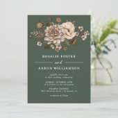 Bos Mos Groene & Neutrale Bloemen | Boho Bruiloft Kaart (Staand voorkant)