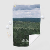 Bos Natuur Landschap Foto Met Aangepaste Naam Golfhanddoek (Insitu)
