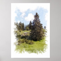 Bos Natuur Landschap - Watercolor Poster