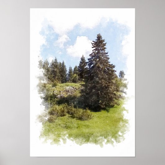 Bos Natuur Landschap - Watercolor Poster (Voorkant)