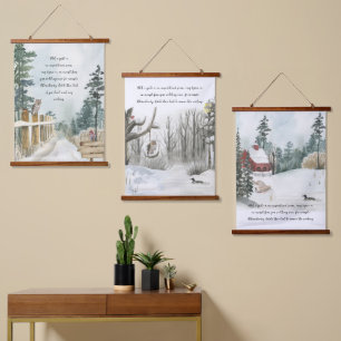 Bos Natuur Schitterend Aquarel Optionele Tekst Hangend Wandkleed