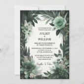 Bos Natuur Tuin Plant Donkergroen Bruiloft Kaart (Voorkant)