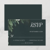 Bos Natuur Tuin Plant Donkergroen Bruiloft RSVP Kaartje (Voorkant / Achterkant)