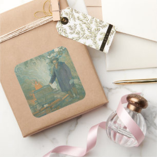 Bos Nog Stille Mokkelaars Witte Bliksem Vloeistof Vierkante Sticker