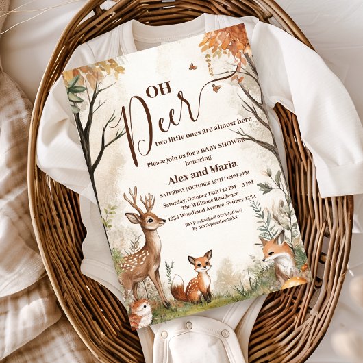Bos Oh Hertentweeling Baby Shower Kaart