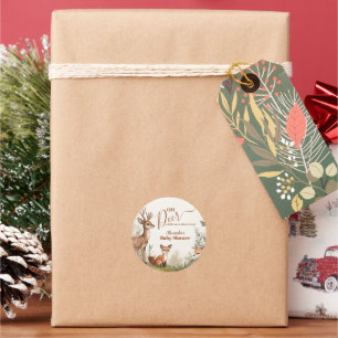 Bos Oh Hertje Thema Baby Shower Ronde Sticker