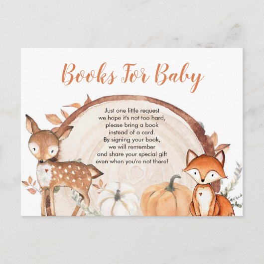 Bos Oh Jongen Pompoen Baby Shower Boeken voor Baby Uitnodiging Briefkaart (Voorkant)
