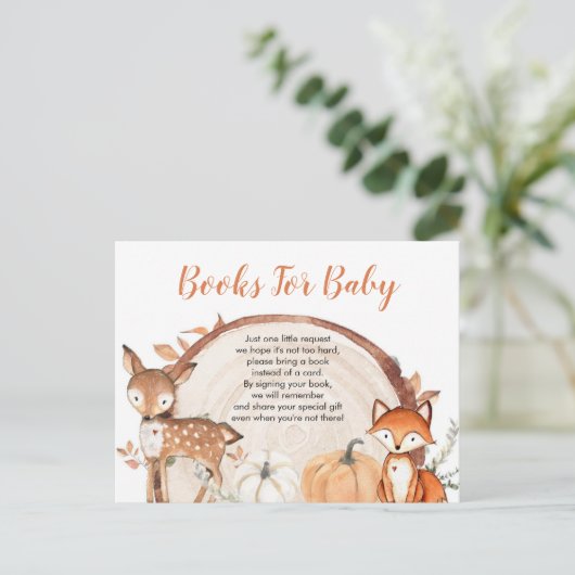 Bos Oh Jongen Pompoen Baby Shower Boeken voor Baby Uitnodiging Briefkaart (Staand voorkant)
