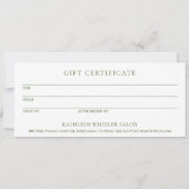 Bos Olijf Groen Elegant Modern Cadeaubon (Achterkant)