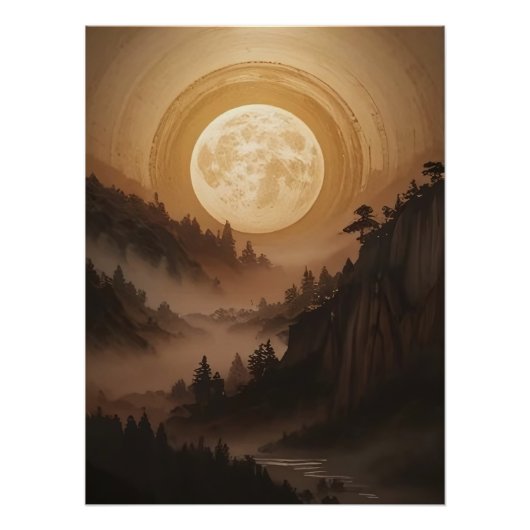 Bos onder maanlicht perfect poster (Voorkant)