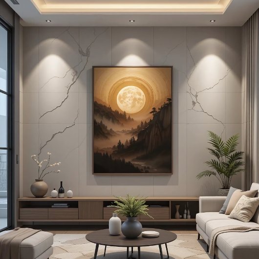 Bos onder maanlicht poster