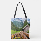 Bos op bergachtige Lumberjack Camp Tote Bag (Achterkant)
